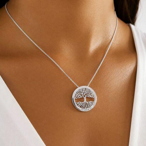 Colar �rvore da Vida 2.4 cm Banhado a Prata