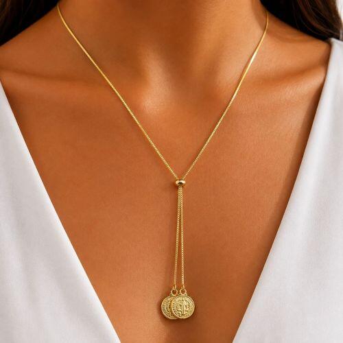 Colar Gravatinha Regul�vel S�o Bento Banhado a Ouro