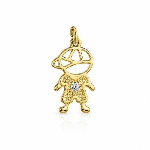 Pingente Menino com Ponto de Luz Banhado a Ouro