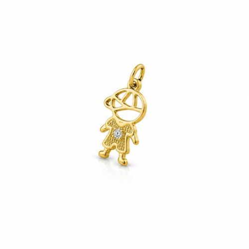 Pingente Menino com Ponto de Luz Banhado a Ouro