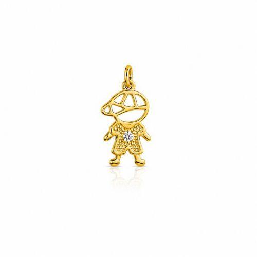 Pingente Menino com Ponto de Luz Banhado a Ouro