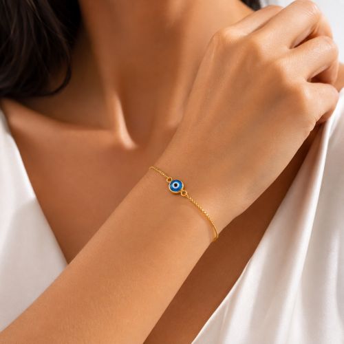 Pulseira  Olho Grego 0.7 cm Banhado a Ouro
