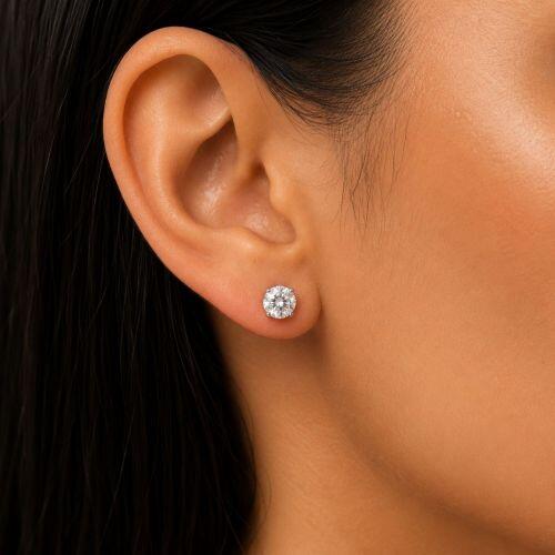 Brinco Ponto de Luz 0.5 cm Zirc�nia Cristal A�o Inox