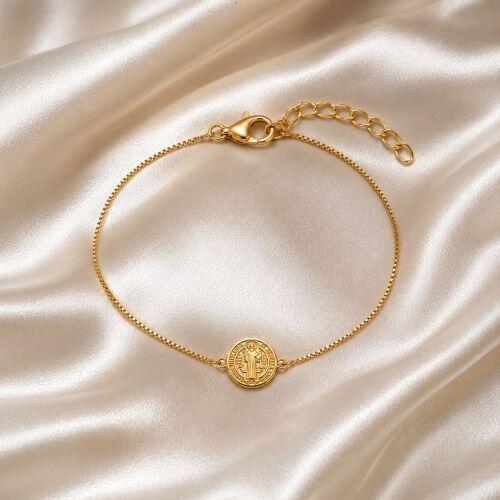 Pulseira Pingente São Bento Banhada a Ouro