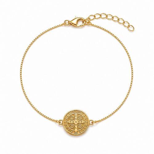 Pulseira  Pingente S�o Bento Banhada a Ouro