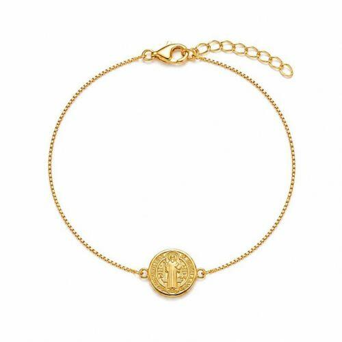 Pulseira Pingente São Bento Banhada a Ouro