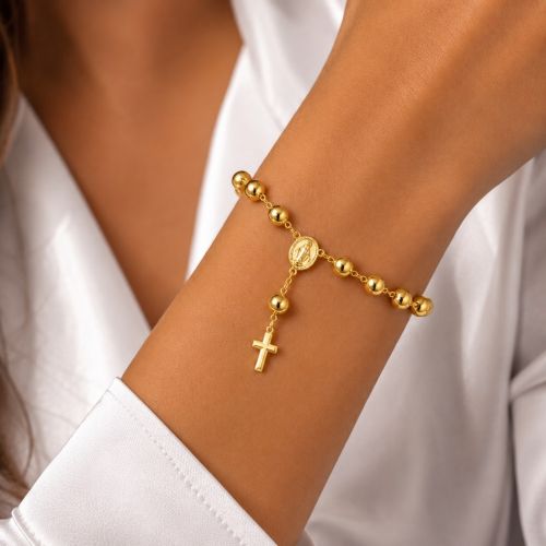 Pulseira Terço Nossa Senhora Milagrosa Banhado a Ouro