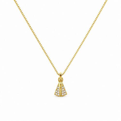 Choker Mini Nossa Senhora Aparecida Zirc�nia Cristal Banhado a Ouro