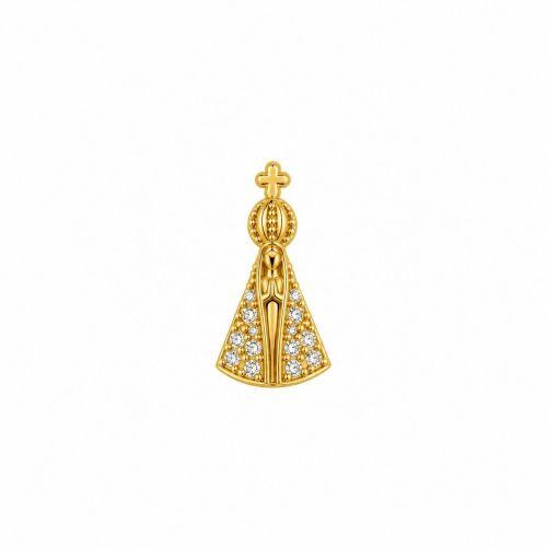 Choker Mini Nossa Senhora Aparecida Zircônia Cristal Banhado a Ouro