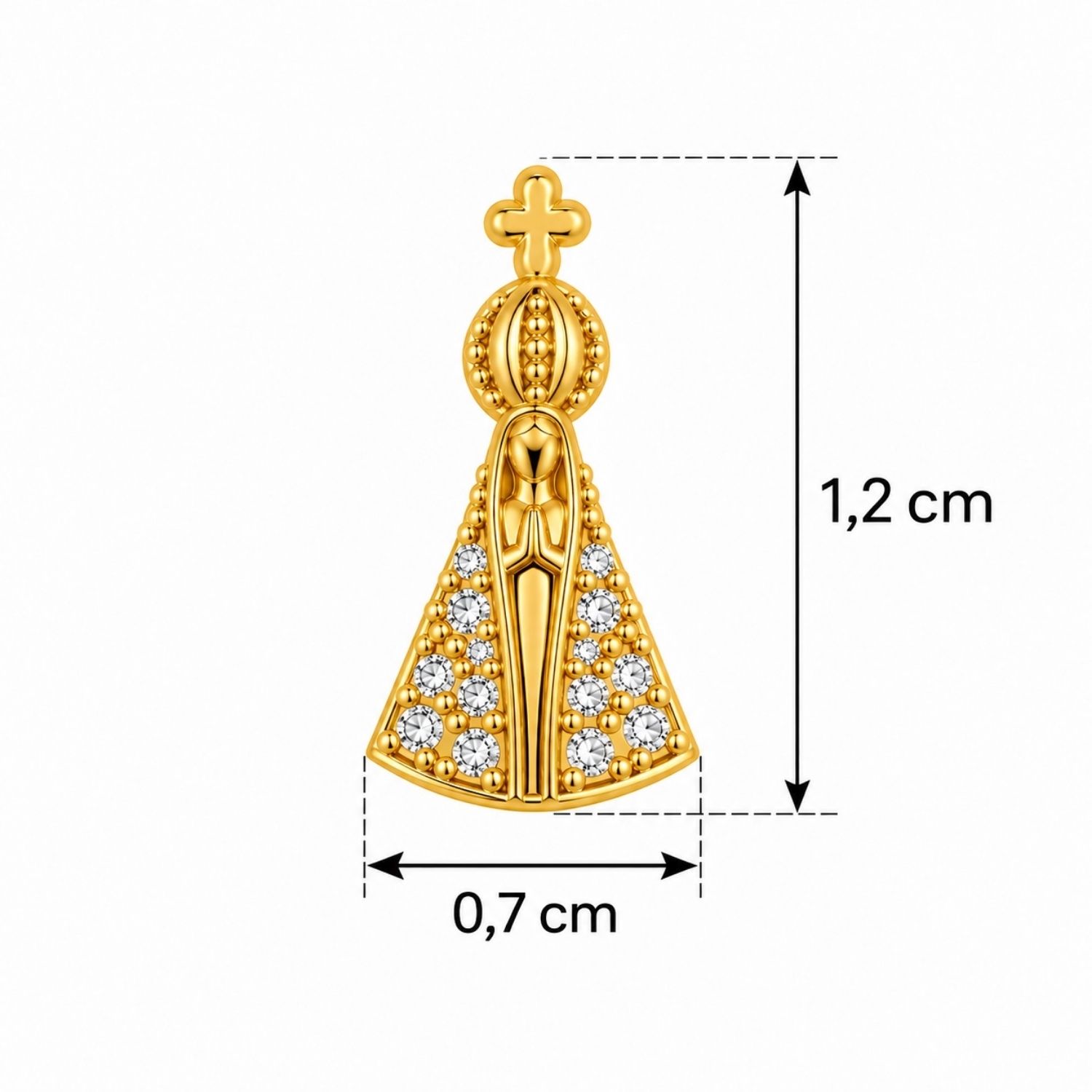 Choker Mini Nossa Senhora Aparecida Zircônia Cristal Banhado a Ouro