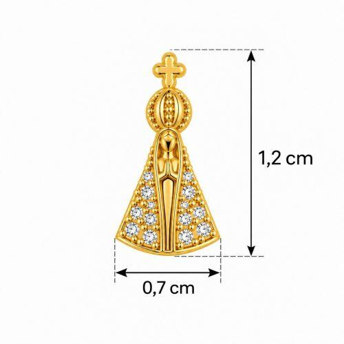Choker Mini Nossa Senhora Aparecida Zircônia Cristal Banhado a Ouro