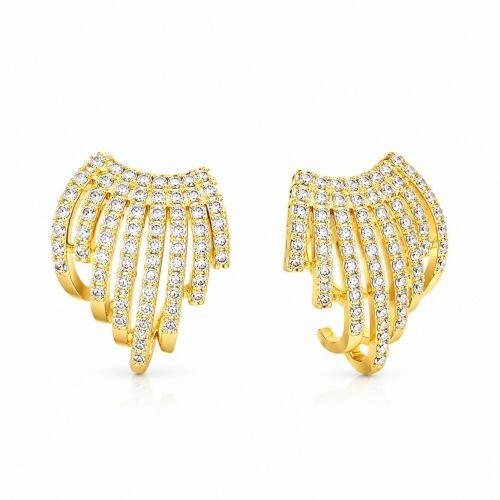 Brinco 8 Fileiras Micro Zircônia Banhado a Ouro