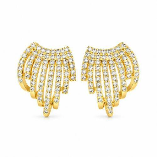 Brinco 8 Fileiras Micro Zirc�nia Banhado a  Ouro