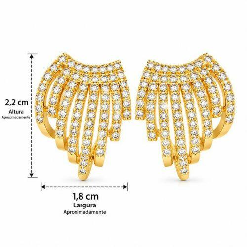 Brinco 8 Fileiras Micro Zircônia Banhado a Ouro