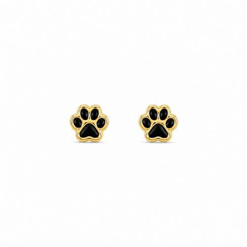 Brinco Patinha Resina Negra Banhado em Ouro18k