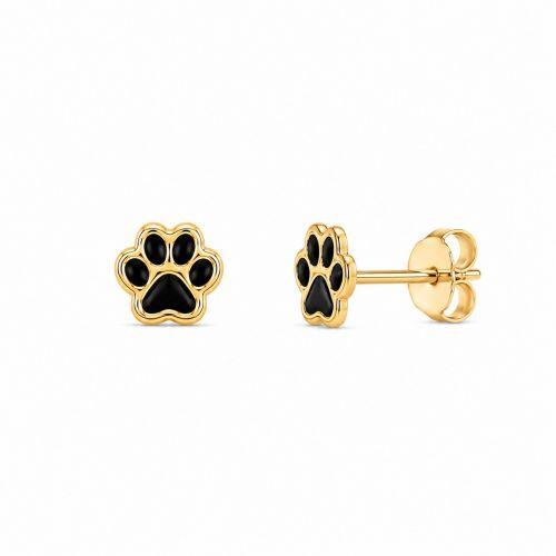 Brinco Patinha Resina Negra Banhado em Ouro18k