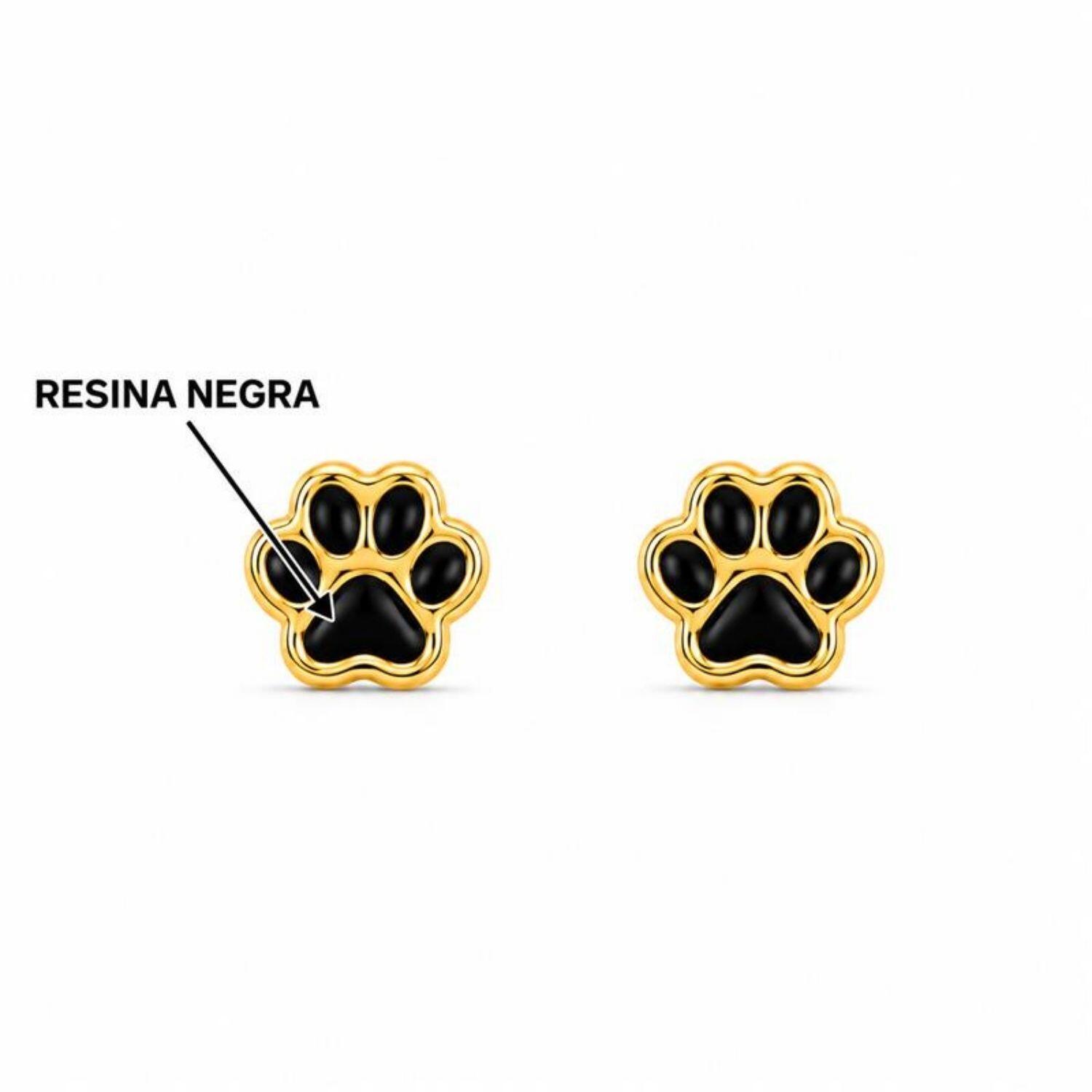 Brinco Patinha Resina Negra Banhado em Ouro18k