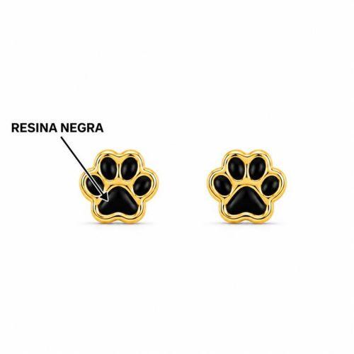 Brinco Patinha Resina Negra Banhado em Ouro18k