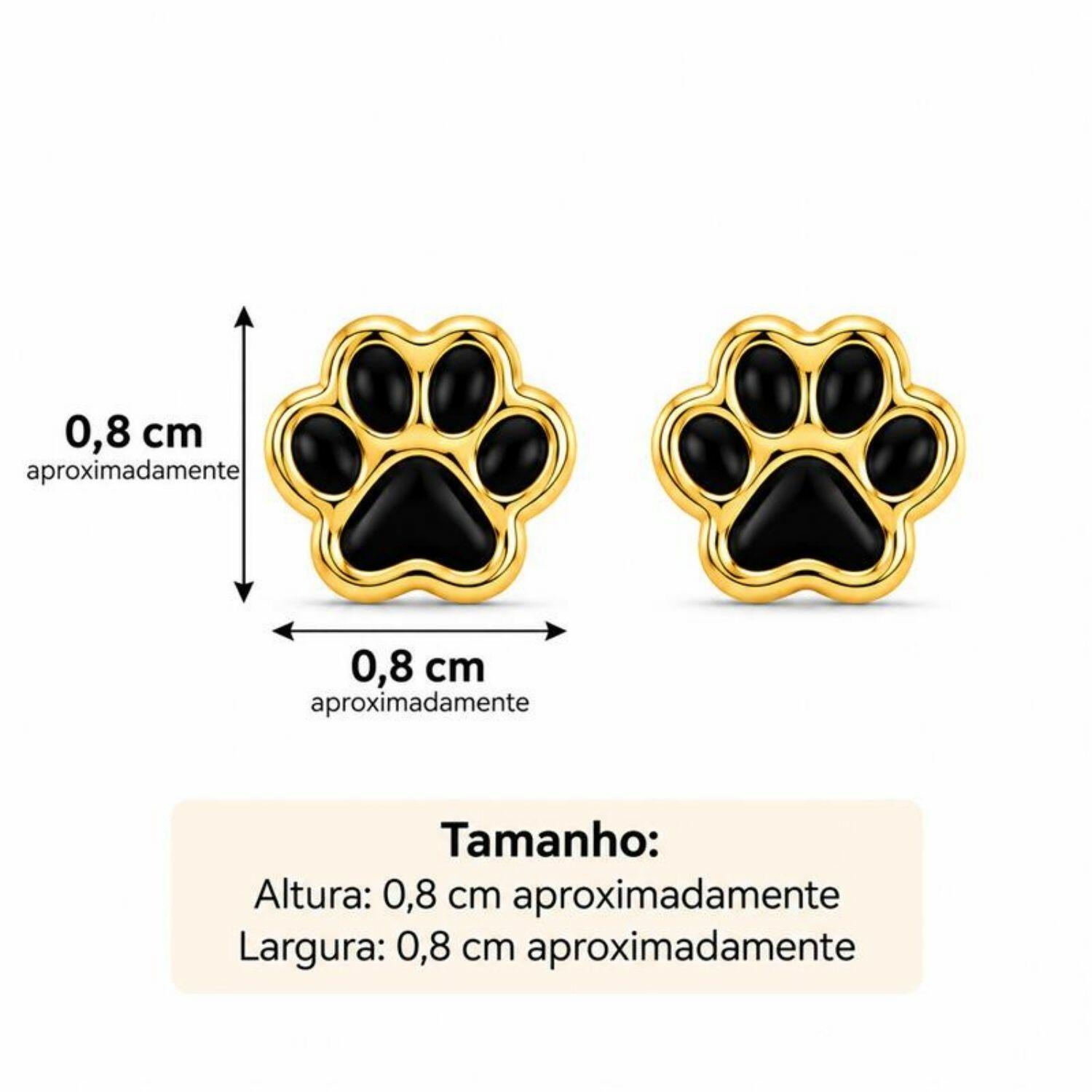 Brinco Patinha Resina Negra Banhado em Ouro18k