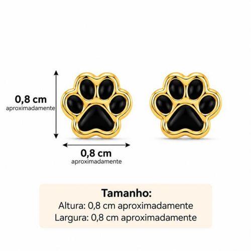 Brinco Patinha Resina Negra Banhado em Ouro18k