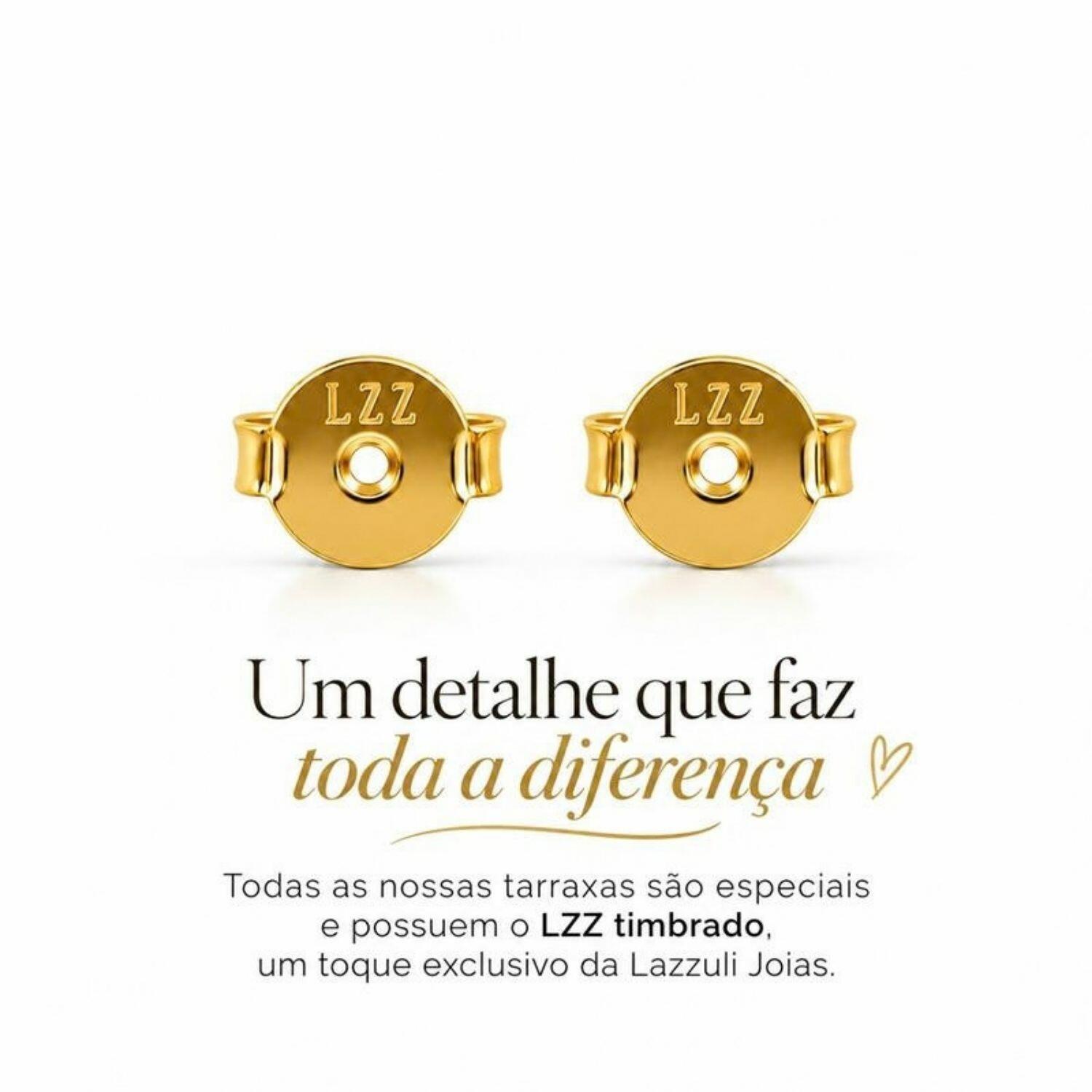 Brinco Patinha Resina Negra Banhado em Ouro18k