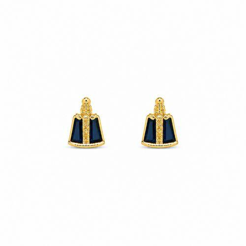Brinco Mini Aparecida Zircônia Azul Banhado a Ouro