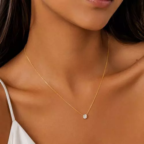 Colar Ponto de Luz Zircônia 6mm Banhado a Ouro