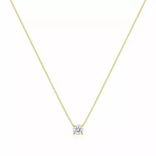 Colar Ponto de Luz Zirc�nia 6mm Banhado a Ouro
