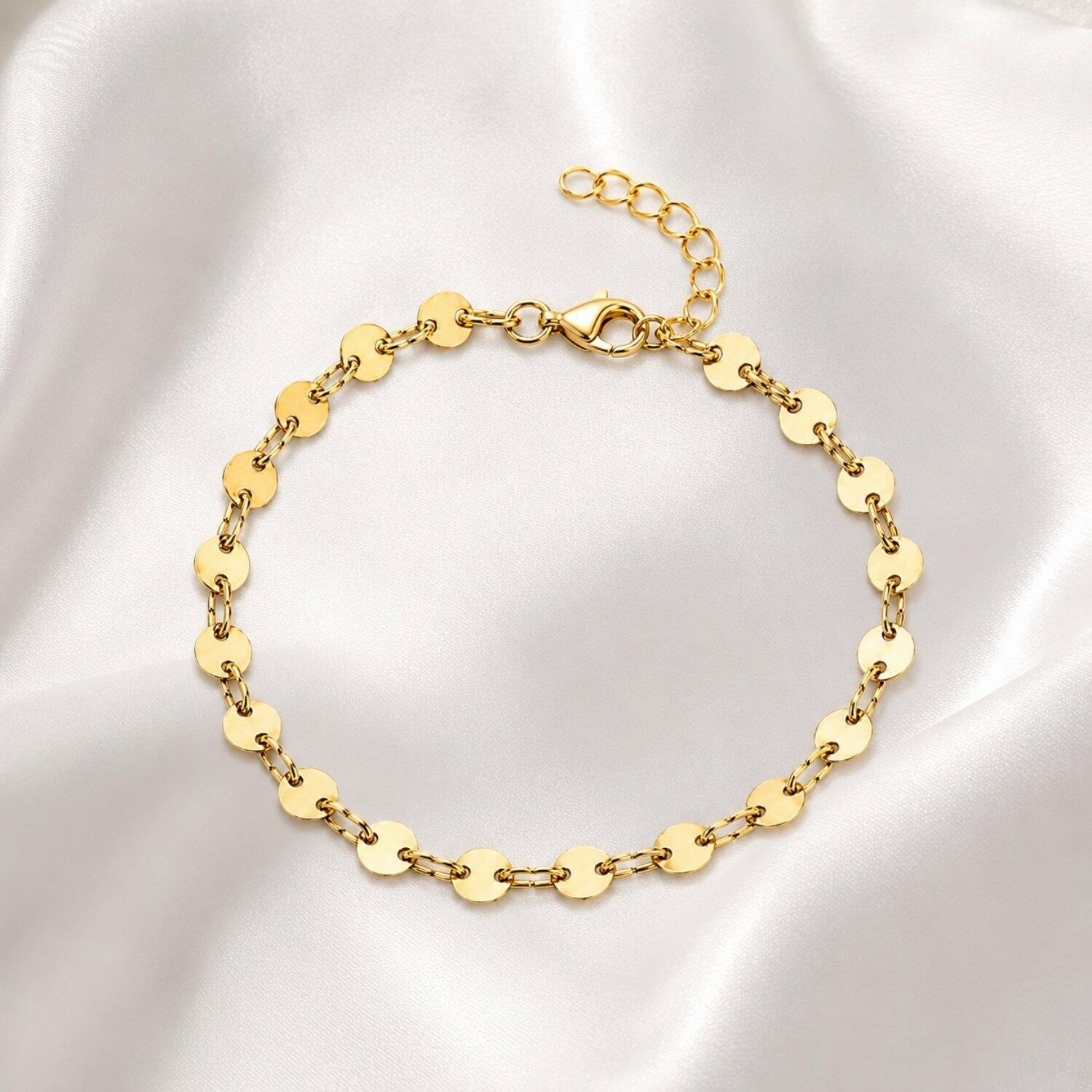 Pulseira Medalhas Lisa Banhado a Ouro