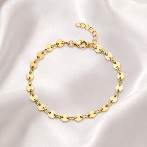Pulseira Medalhas Lisa Banhado a Ouro