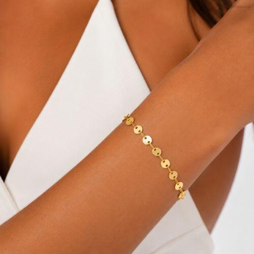 Pulseira Medalhas Lisa Banhado a Ouro