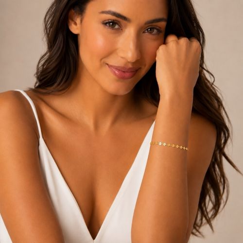 Pulseira Medalhas Lisa Banhado a Ouro