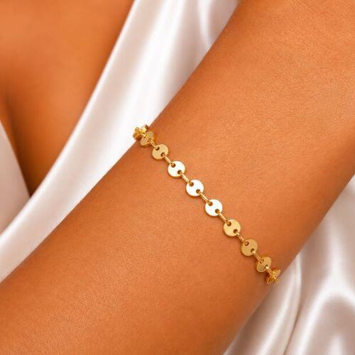Pulseira Medalhas Lisa Banhado a Ouro