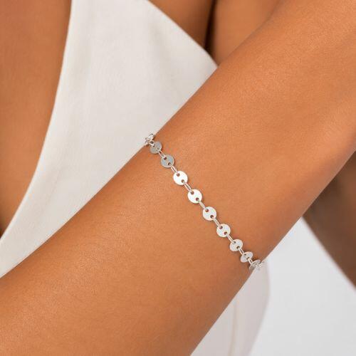 Pulseira Medalhas Lisas Banhado a Prata