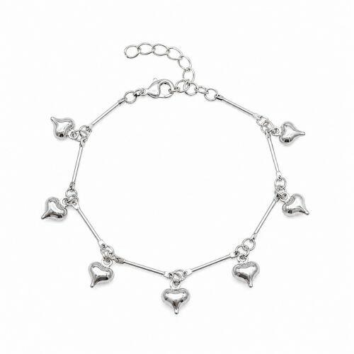 Pulseira Cora��es Lisos Banhado a Prata