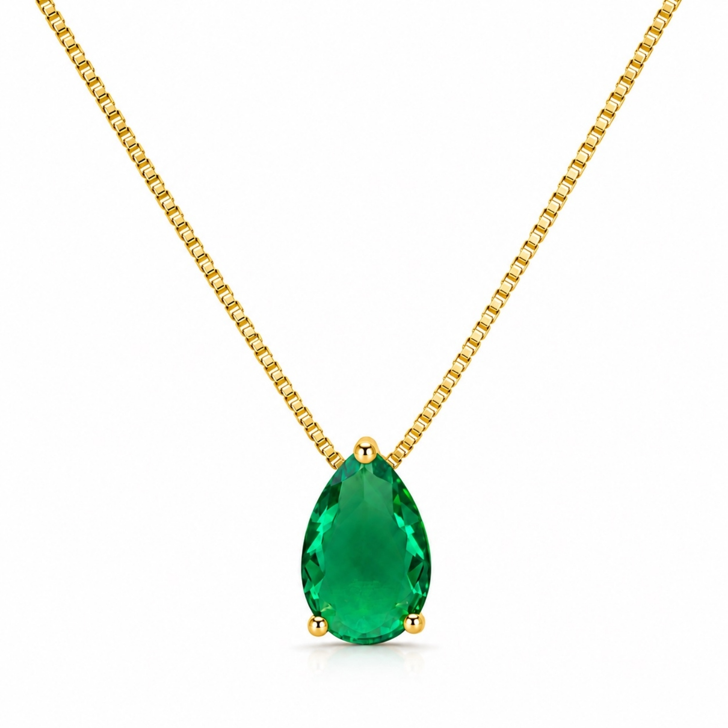 Colar Gota Zircônia Turmalina Banhado a Ouro