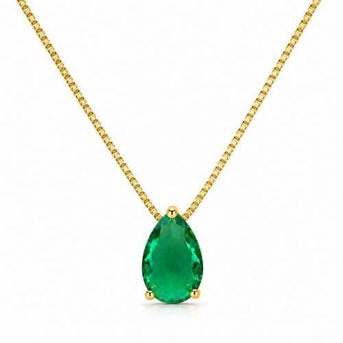 Colar Gota Zirc�nia Turmalina Banhado a Ouro
