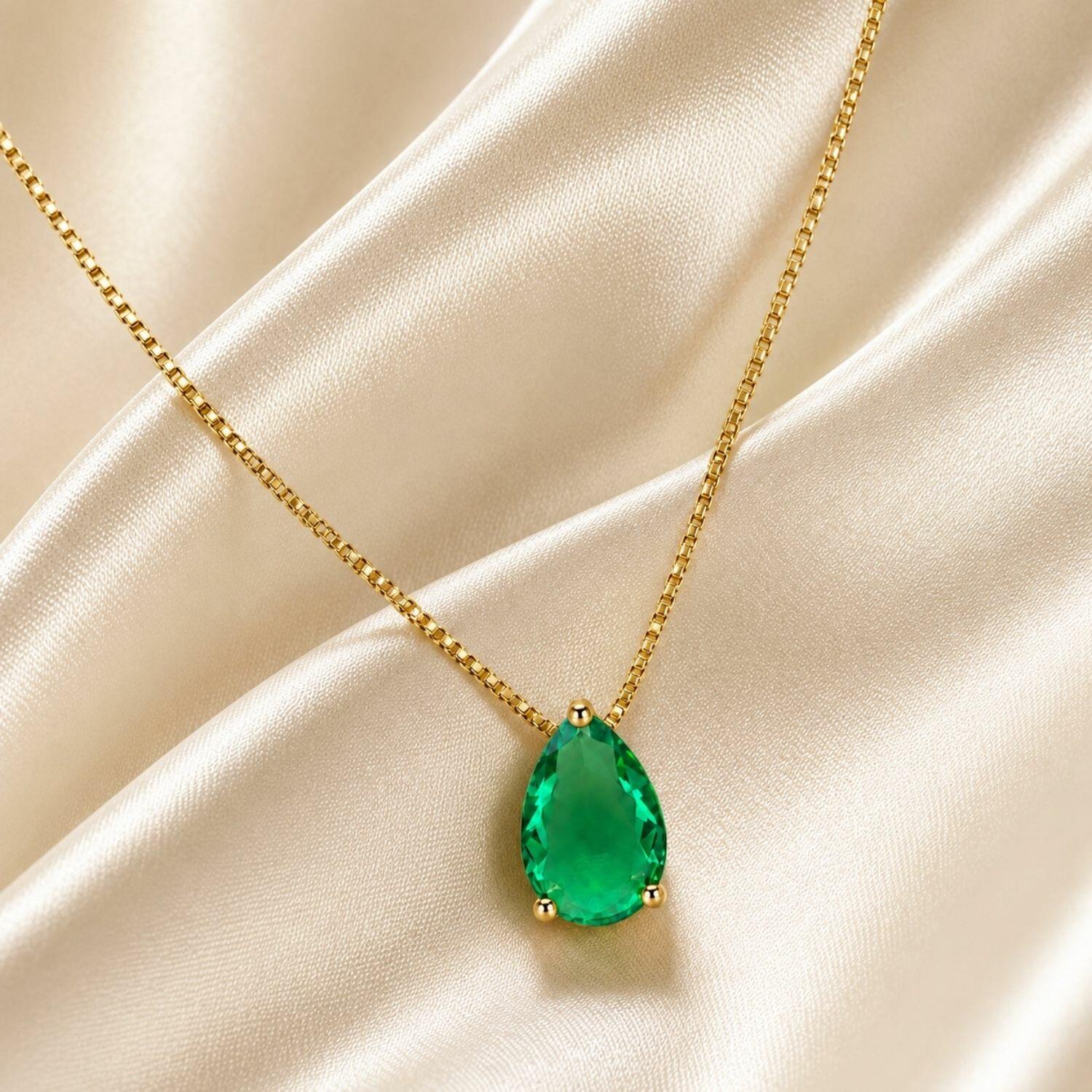 Colar Gota Zircônia Turmalina Banhado a Ouro