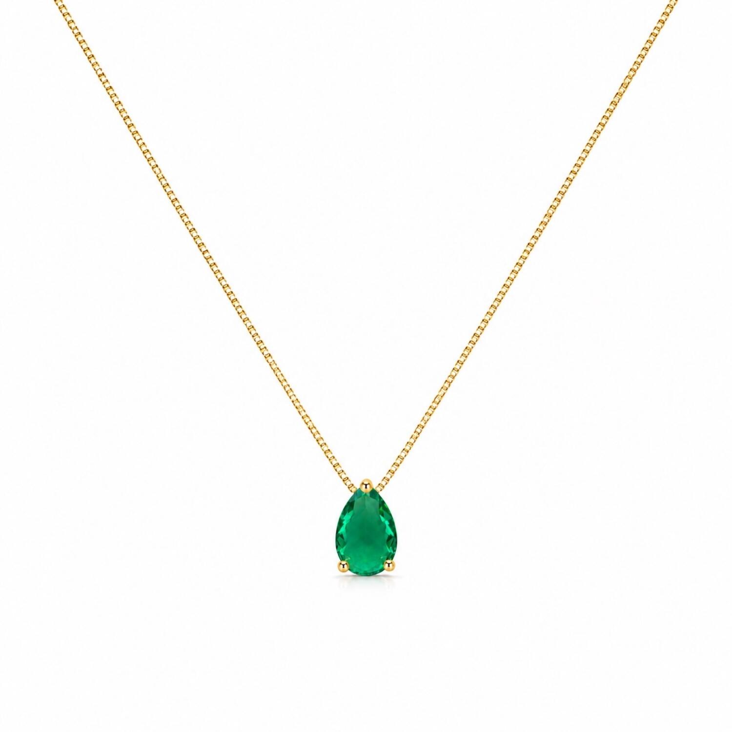 Colar Gota Zircônia Turmalina Banhado a Ouro