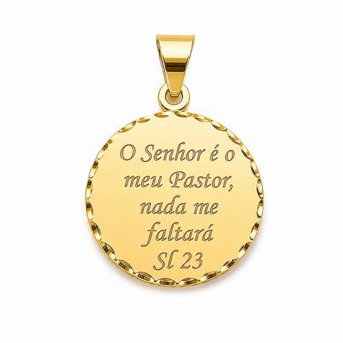 Pingente O Senhor � Meu Pastor e Nada me Faltar� Banhado a Ouro