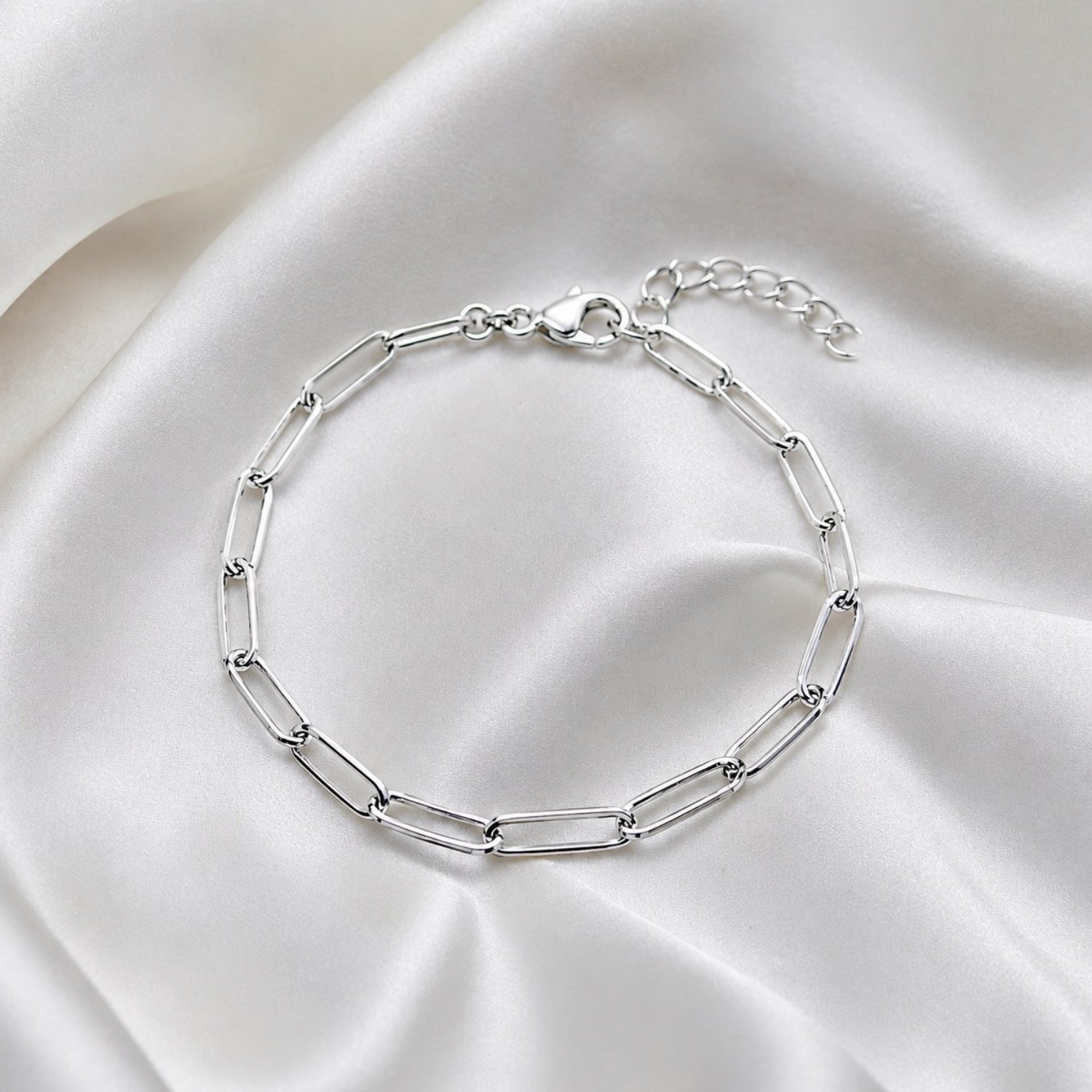 Pulseira Elo Retangular Banhado a Prata