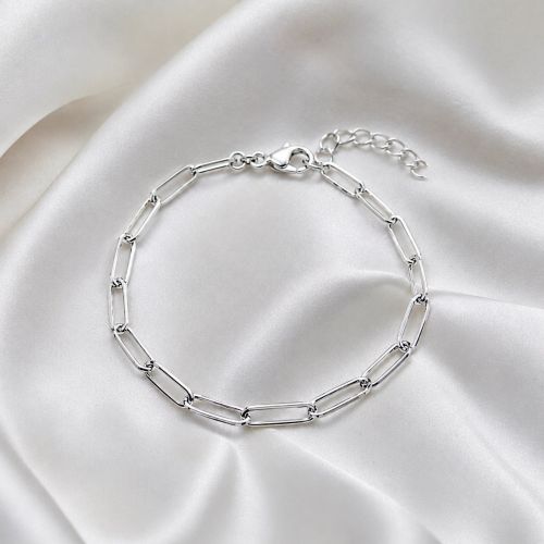 Pulseira Elo Retangular Banhado a Prata