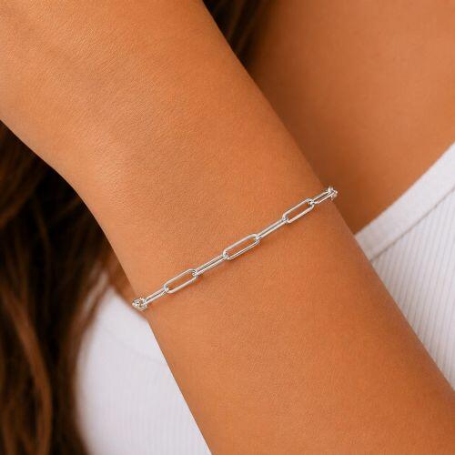 Pulseira Elo Retangular Banhado a Prata