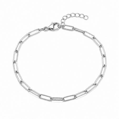 Pulseira Elo Retangular Banhado a Prata