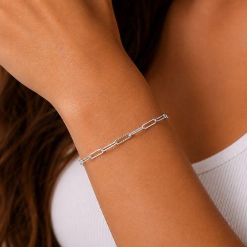Pulseira Elo Retangular Banhado a Prata