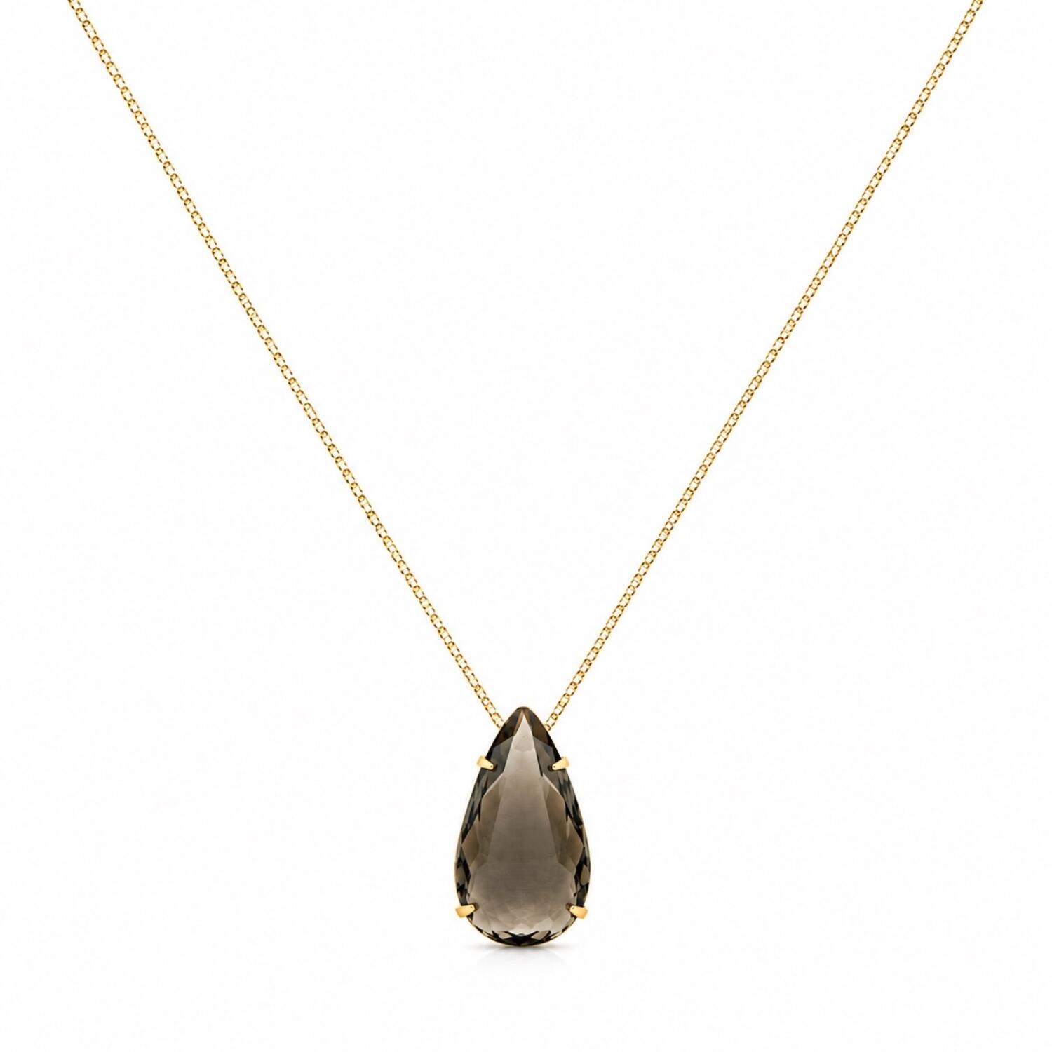 Colar Gota Zircônia Fumê Banhado a Ouro