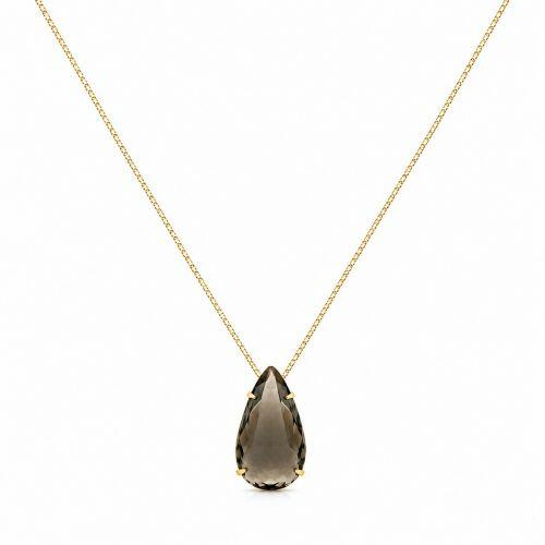 Colar Gota Zircônia Fumê Banhado a Ouro