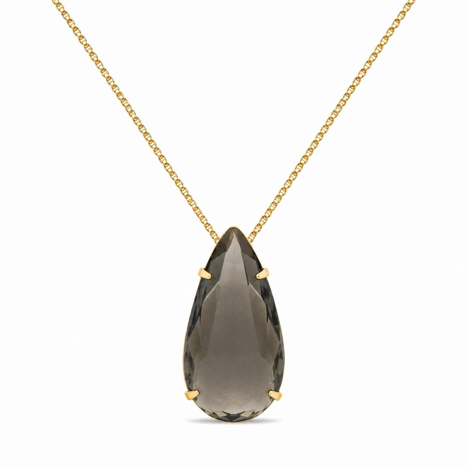 Colar Gota Zircônia Fumê Banhado a Ouro