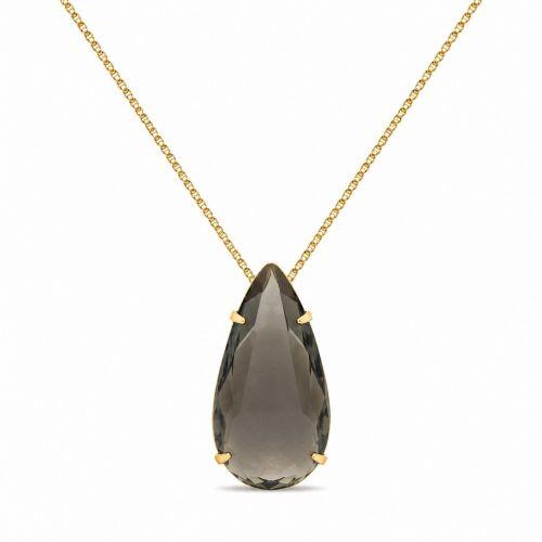 Colar Gota Zirc�nia Fum� Banhado a Ouro