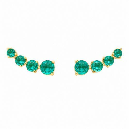 Brinco Ear Cuff Zirc�nia Turmalina Banhado a Ouro